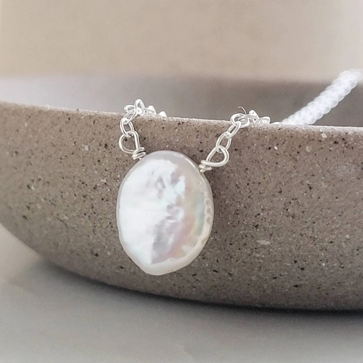 Oval Coin Pearl Necklace