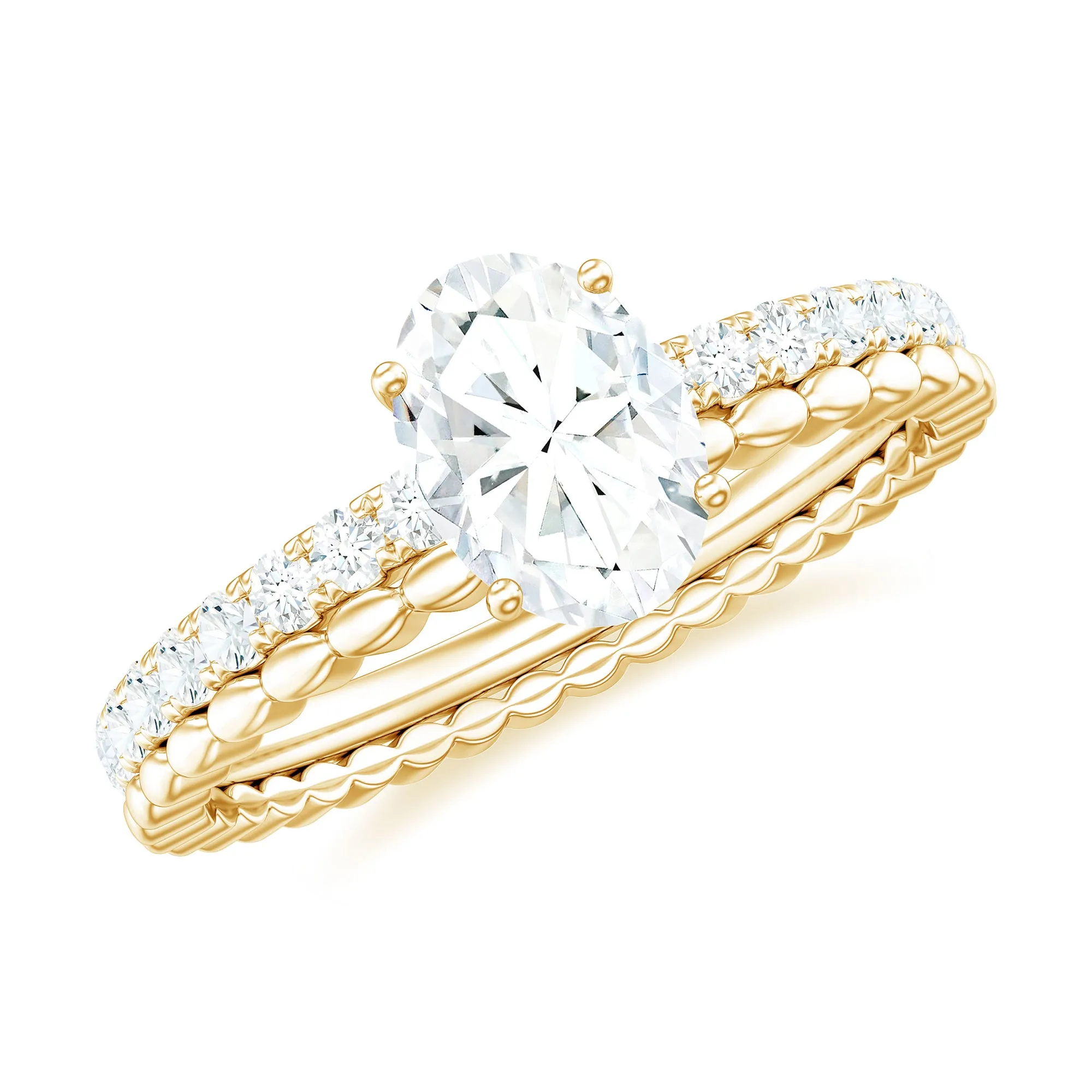 Oval Shaped Certified Moissanite Solitaire Engagement Ring in Gold