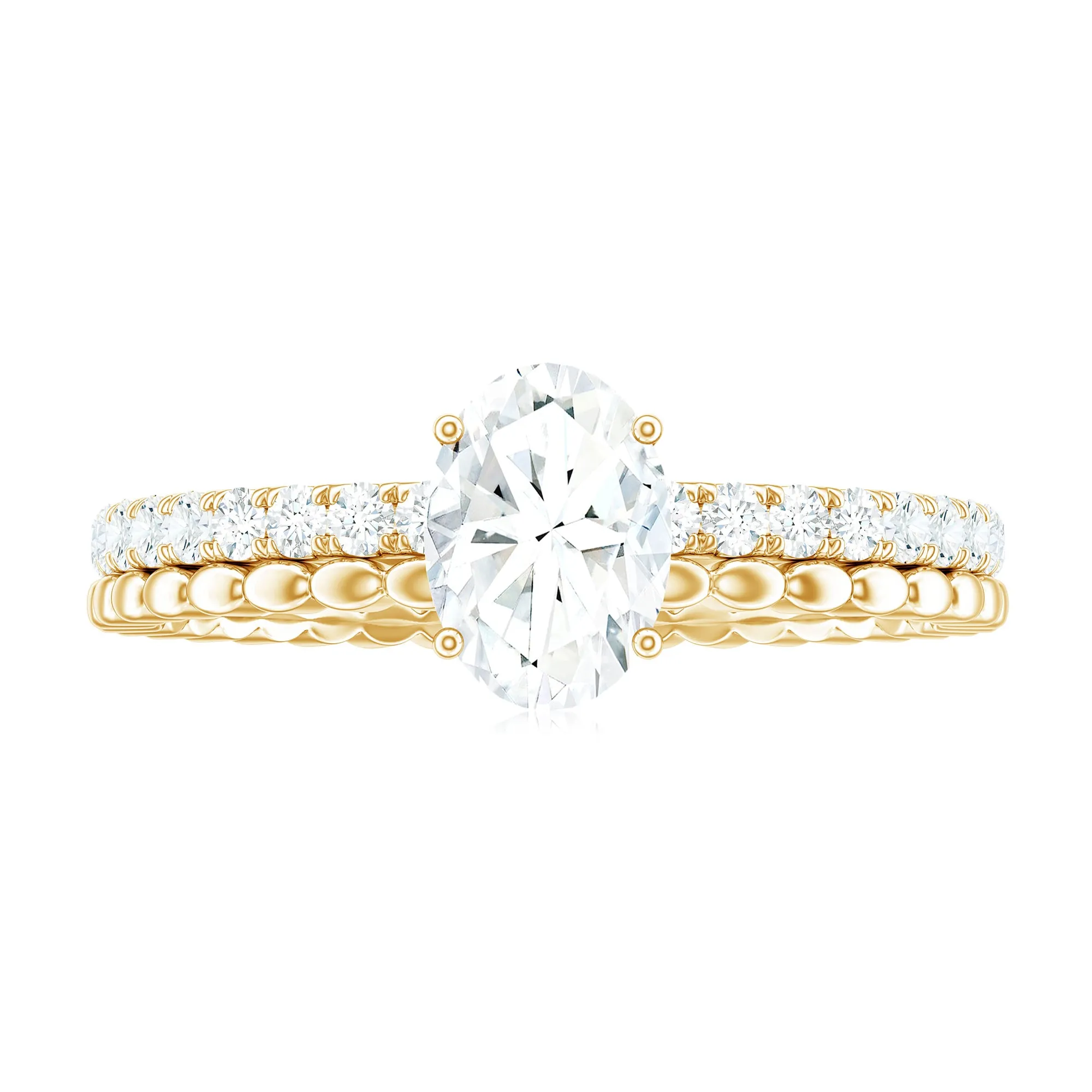 Oval Shaped Certified Moissanite Solitaire Engagement Ring in Gold