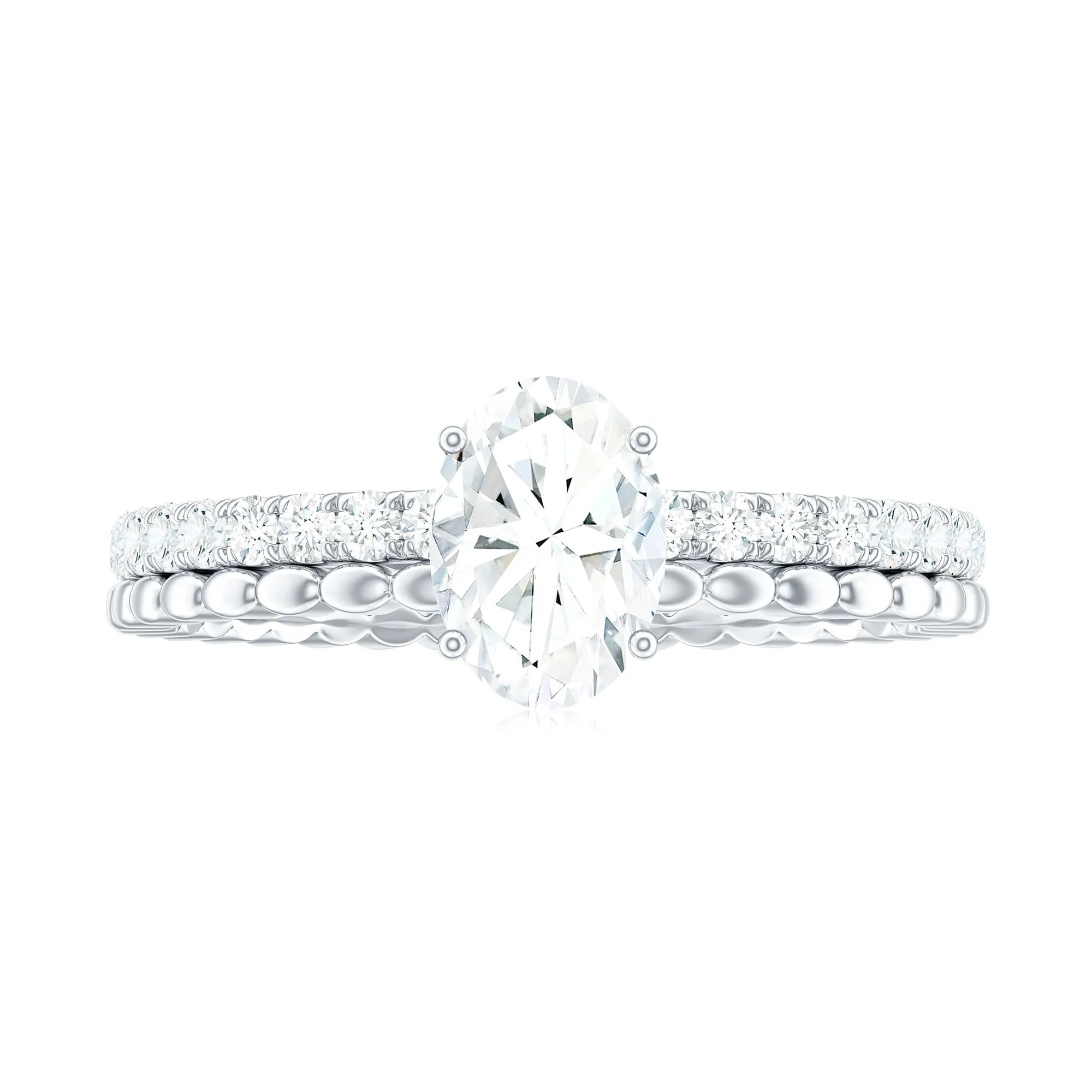 Oval Shaped Certified Moissanite Solitaire Engagement Ring in Gold