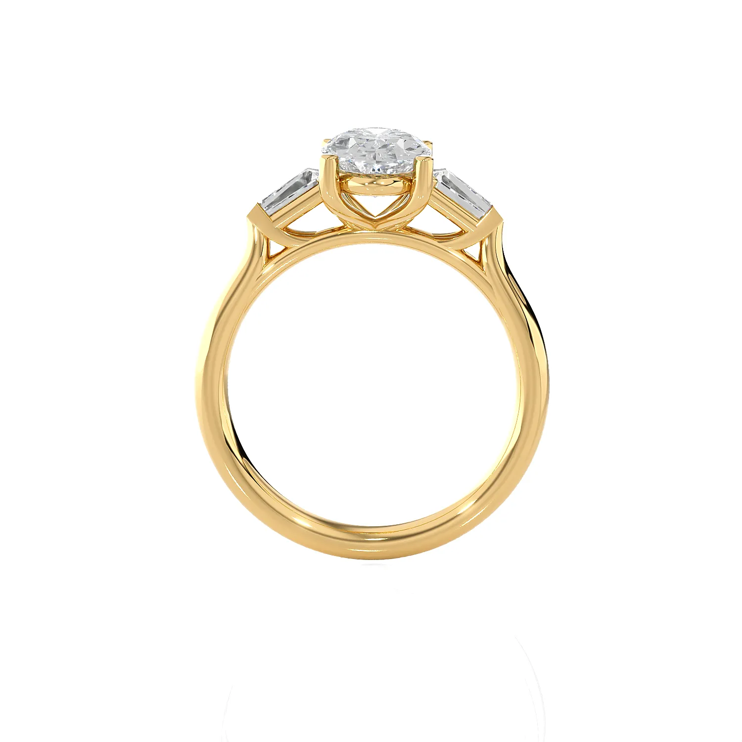 Oval with Tapered Baguette Three Stone Lab Grown Diamond Ring