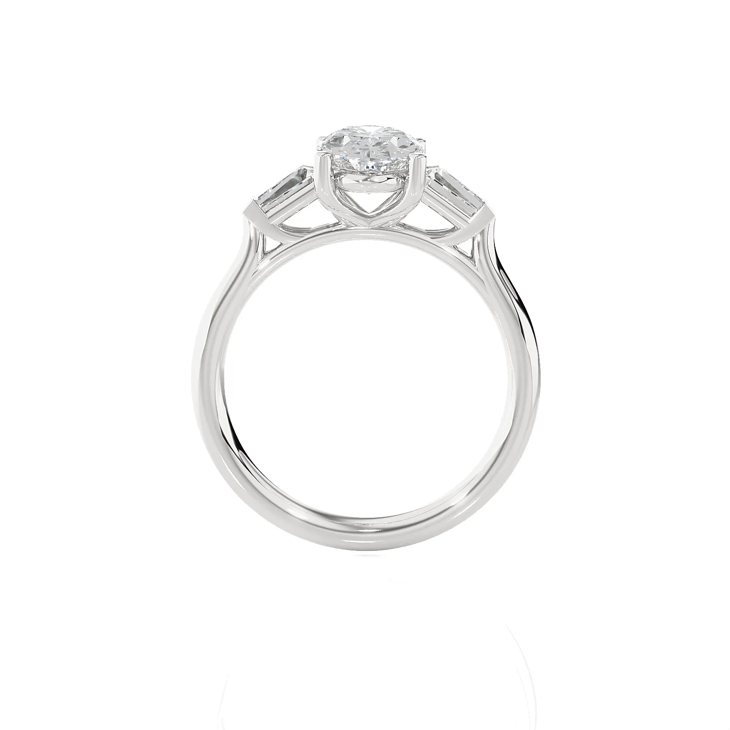 Oval with Tapered Baguette Three Stone Lab Grown Diamond Ring