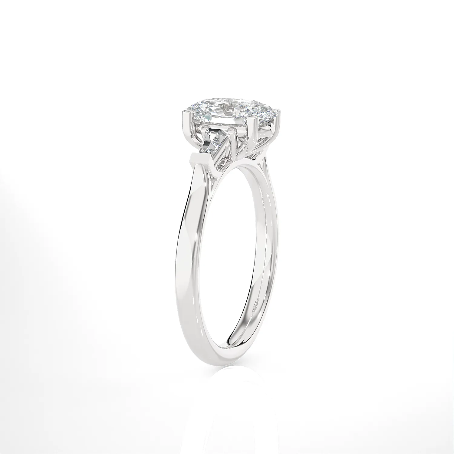 Oval with Tapered Baguette Three Stone Lab Grown Diamond Ring