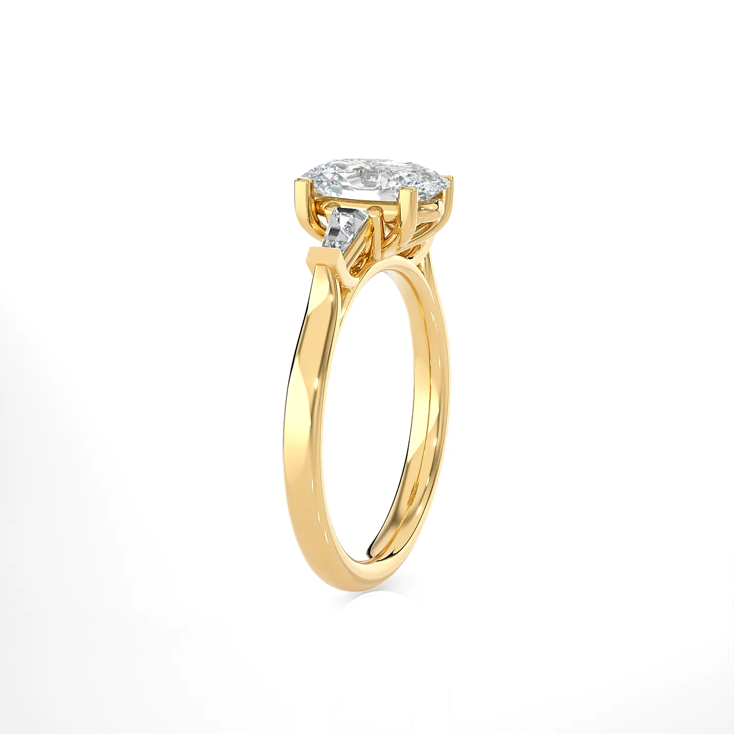 Oval with Tapered Baguette Three Stone Lab Grown Diamond Ring