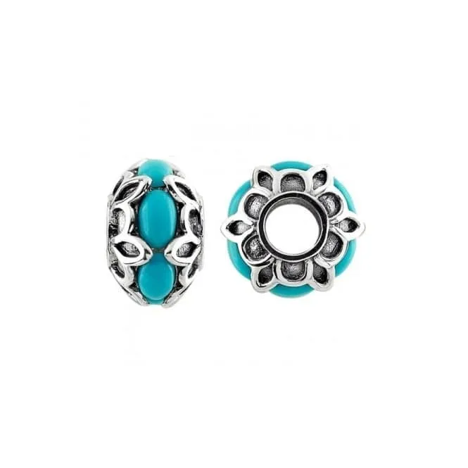 Oxidised Silver & Turquoise Patterned Charm S483TQ