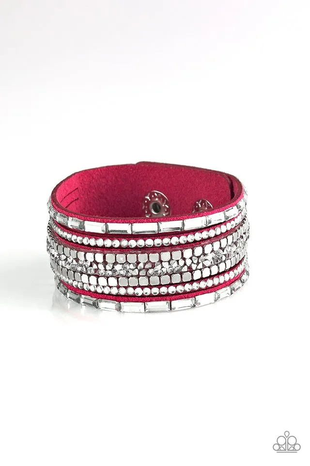 Paparazzi Bracelet ~ Rebel In Rhinestones - Pink