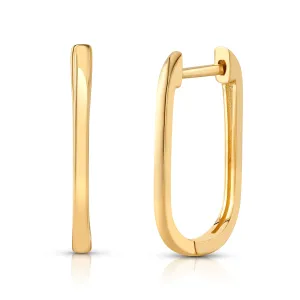 PAPERCLIP DANGLE HUGGIES, 14kt Gold