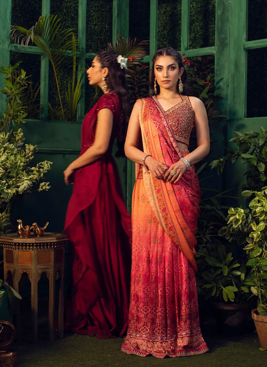 Parisa Draped Ombre Lehenga Saree