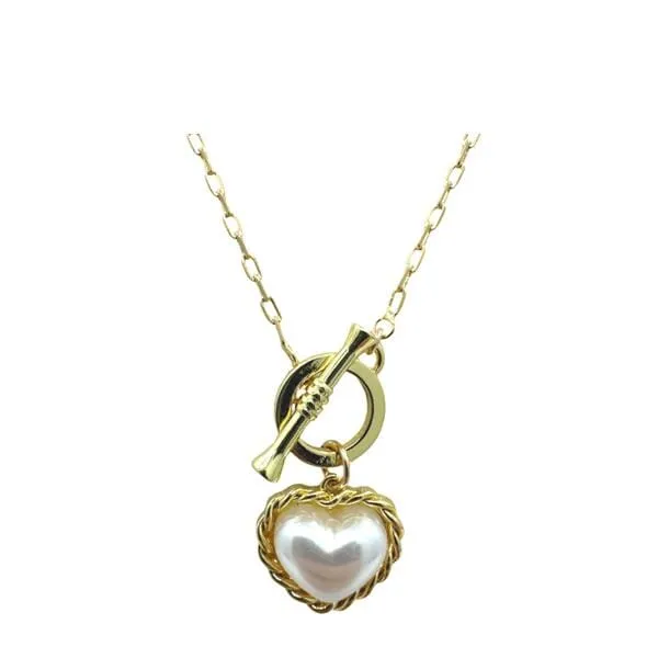 Pearl Heart Toggle Necklace (NGT3460)