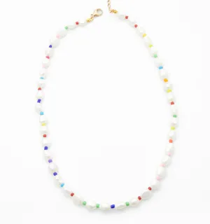 Pearl Necklace With Color Beads