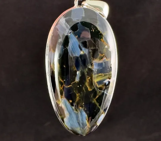 PIETERSITE Crystal Pendant - Top Grade AA, Sterling Silver, Oval - Fine Jewelry, Healing Crystals and Stones, 54142