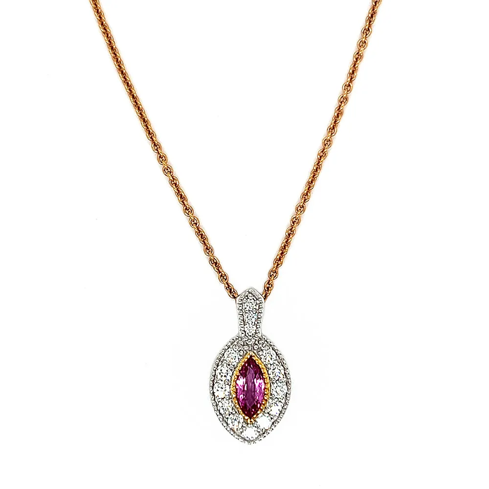 Pink Sapphire and Diamond Pendant Necklace