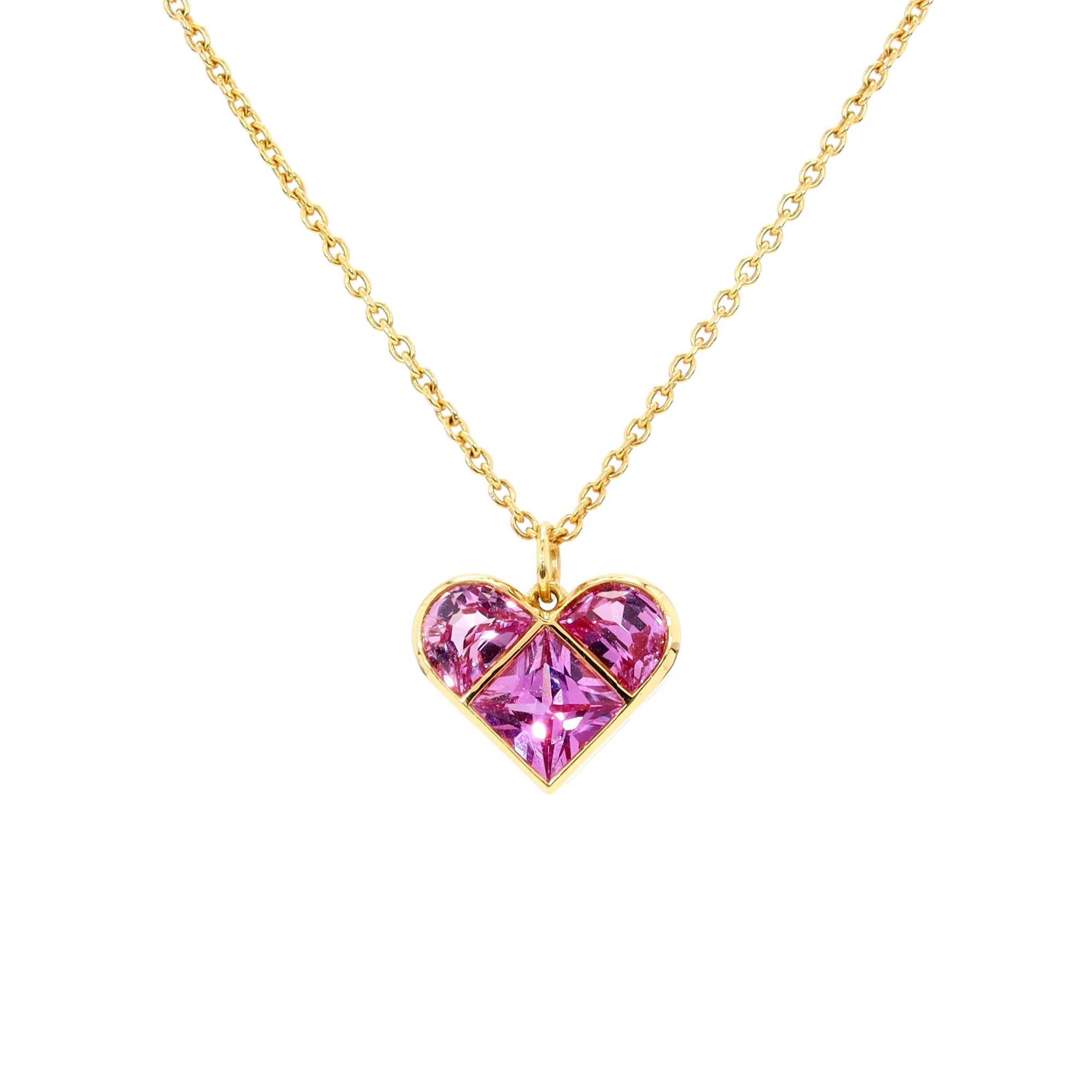 Pink Sapphire Heart Pendant Necklace