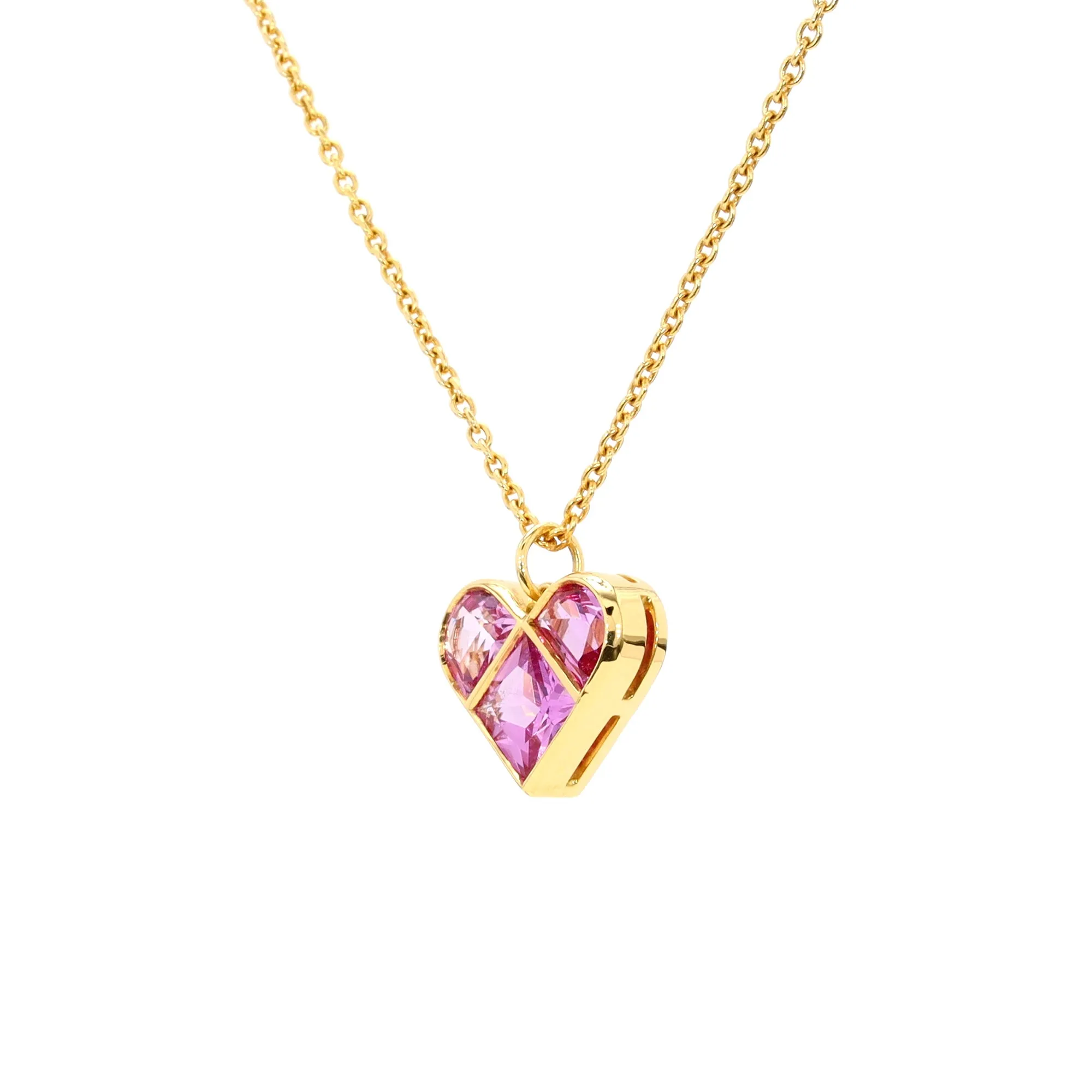 Pink Sapphire Heart Pendant Necklace