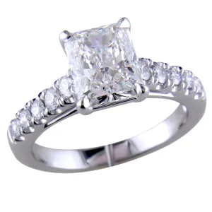 Point of Love Radiant Brilliant 1.75 Carat Diamond Shank Platinum Engagement Ring