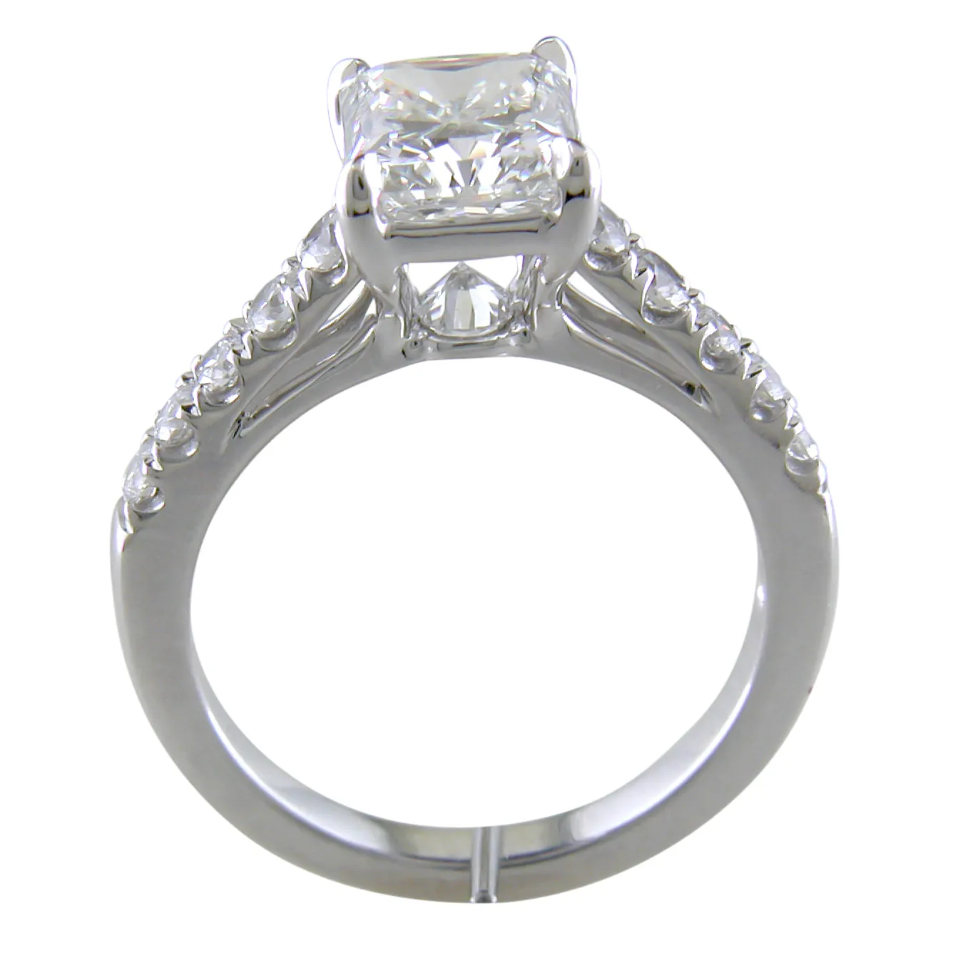 Point of Love Radiant Brilliant 1.75 Carat Diamond Shank Platinum Engagement Ring