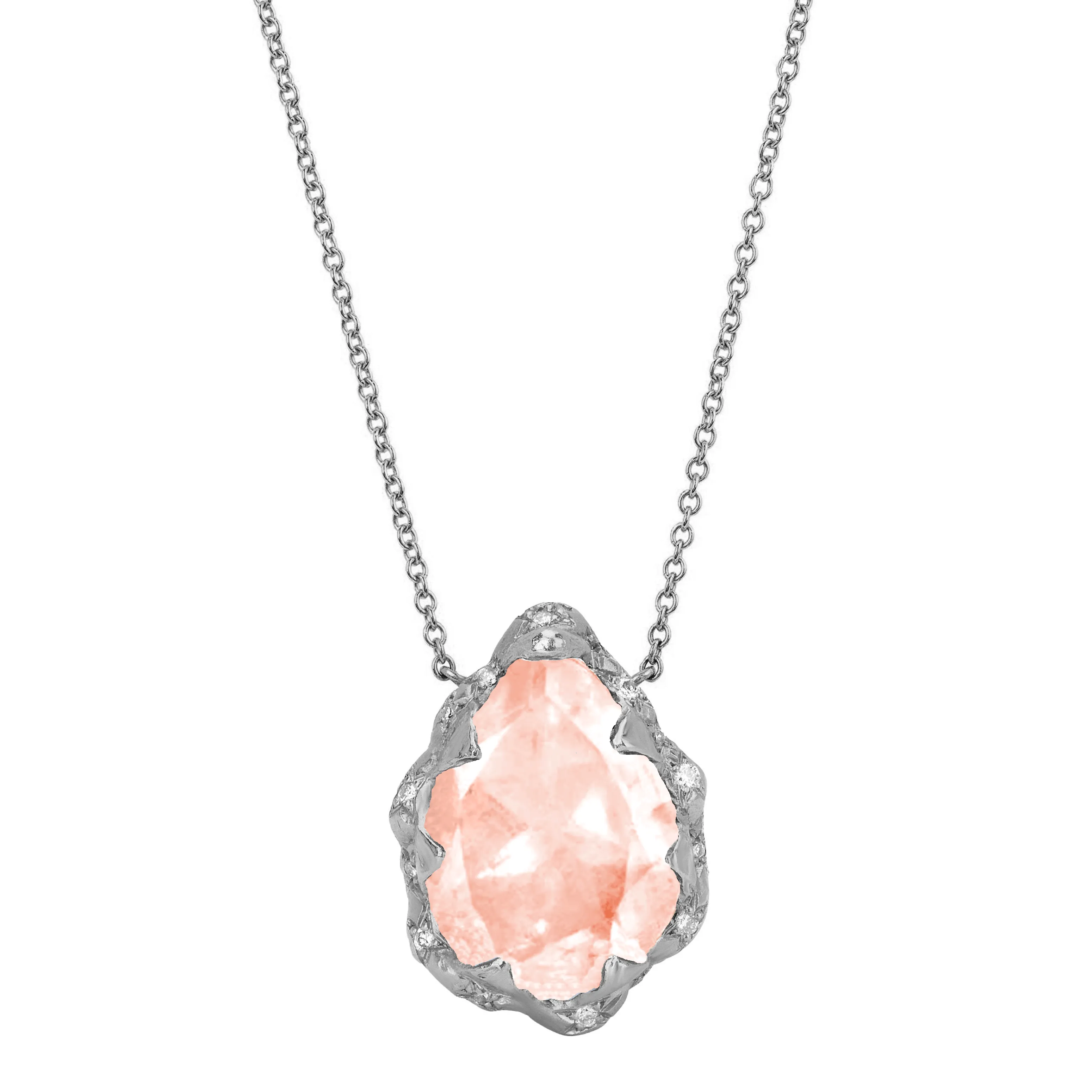 Queen Water Drop Morganite Necklace with Sprinkled Diamonds