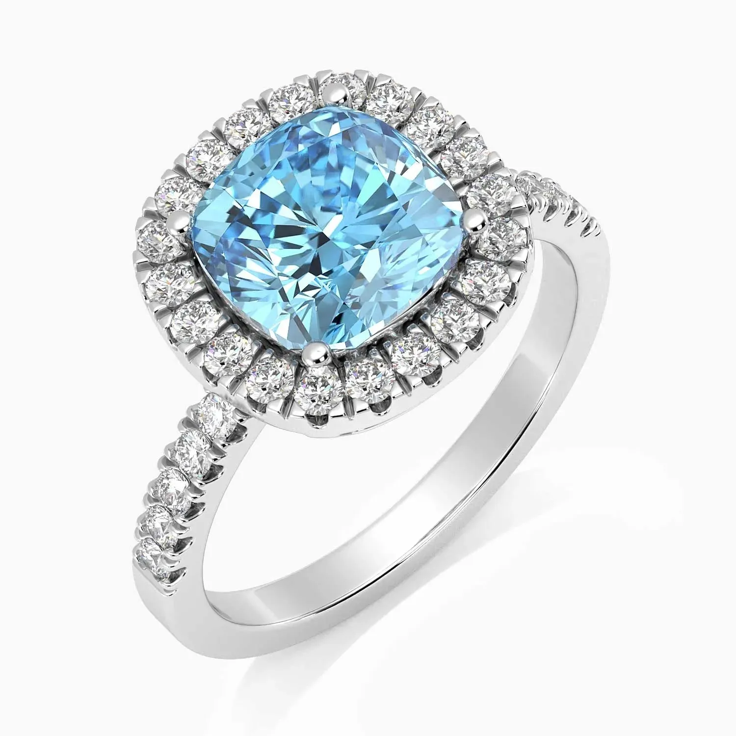 Radiant Majesty: Sterling Silver Topaz Halo Statement Ring