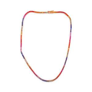 Rainbow Sapphire Necklace in Rose Gold