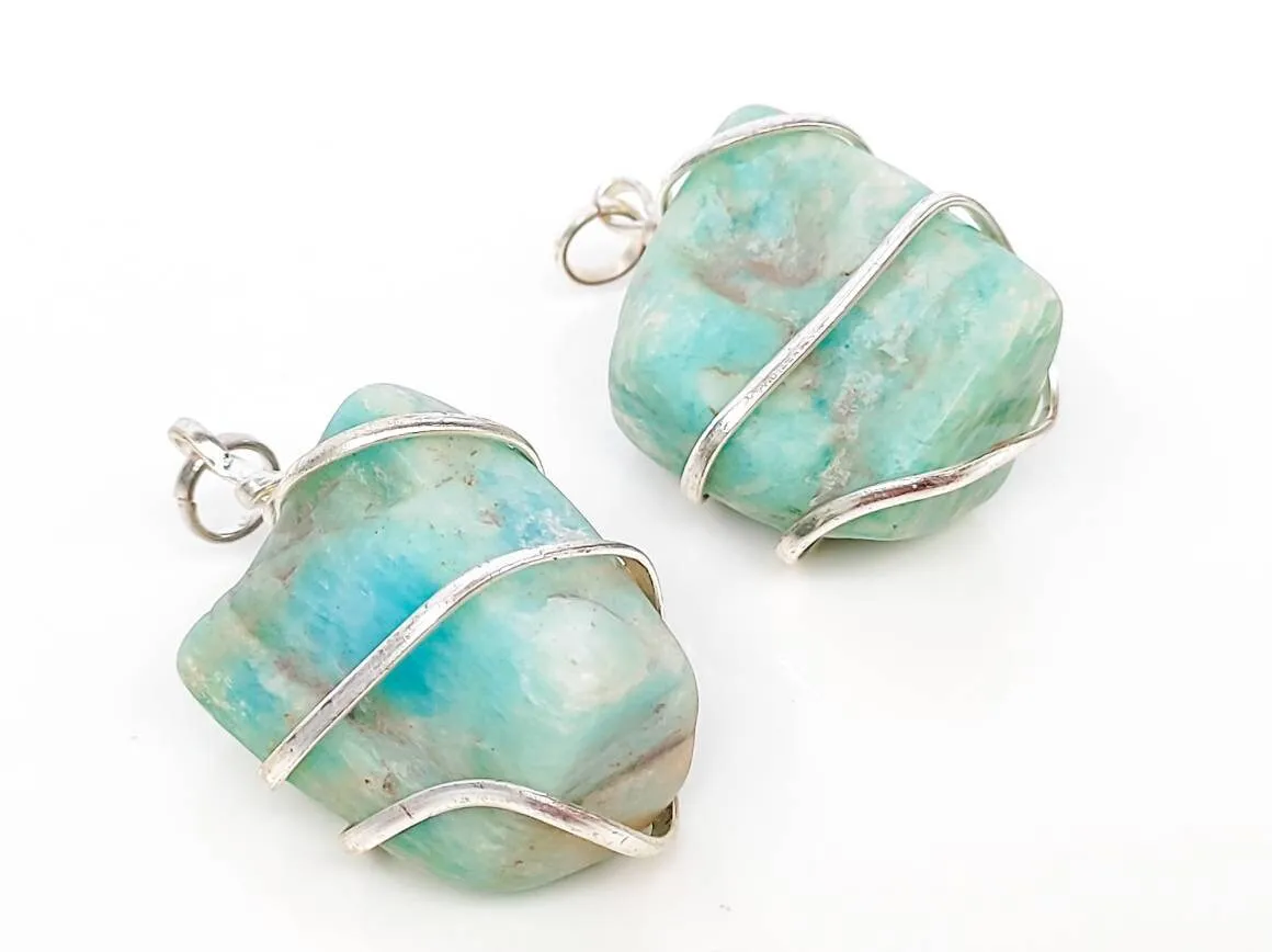 Raw Amazonite Crystal Pendant Necklace