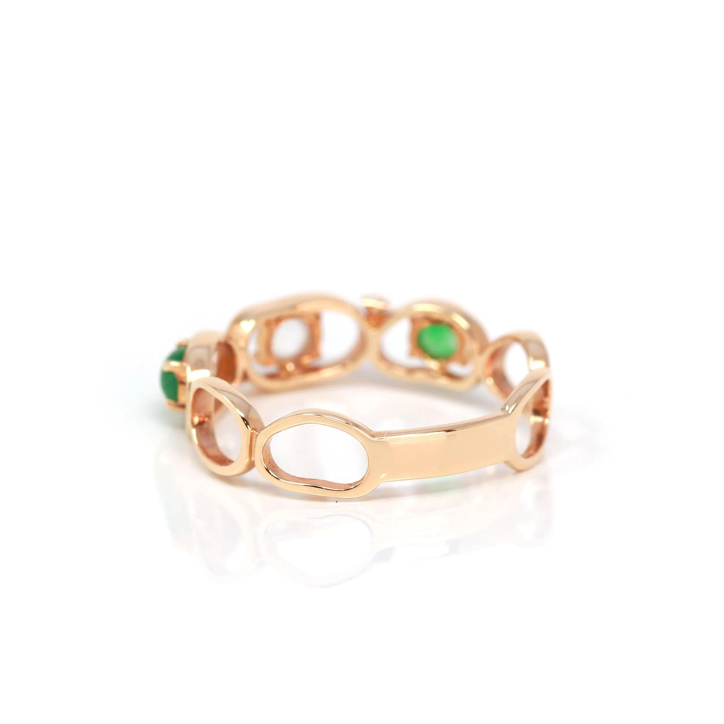 RealJade® "Melba" 18k Rose Gold Natural Imperial Jadeite Wedding Band