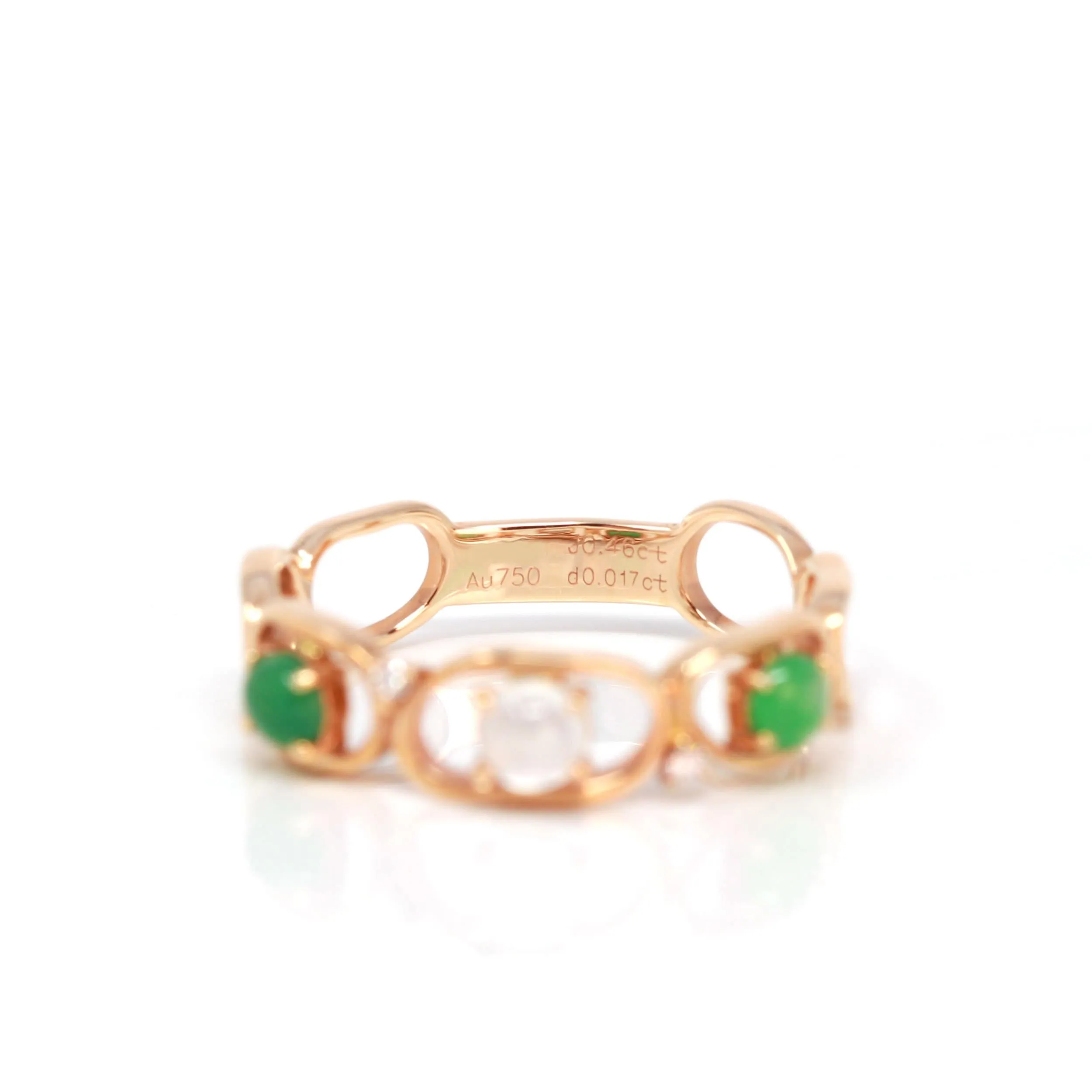 RealJade® "Melba" 18k Rose Gold Natural Imperial Jadeite Wedding Band