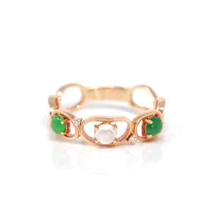 RealJade® "Melba" 18k Rose Gold Natural Imperial Jadeite Wedding Band