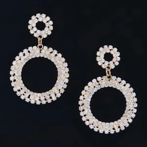 Rhinestone Round Circle Dangle Earring