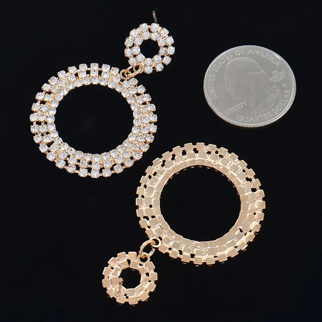 Rhinestone Round Circle Dangle Earring