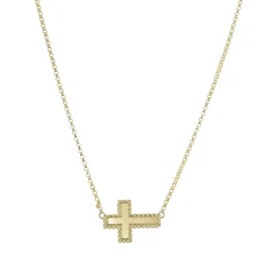 Roberto Coin 18K Yellow Gold Diamond Cross Pendant Necklace