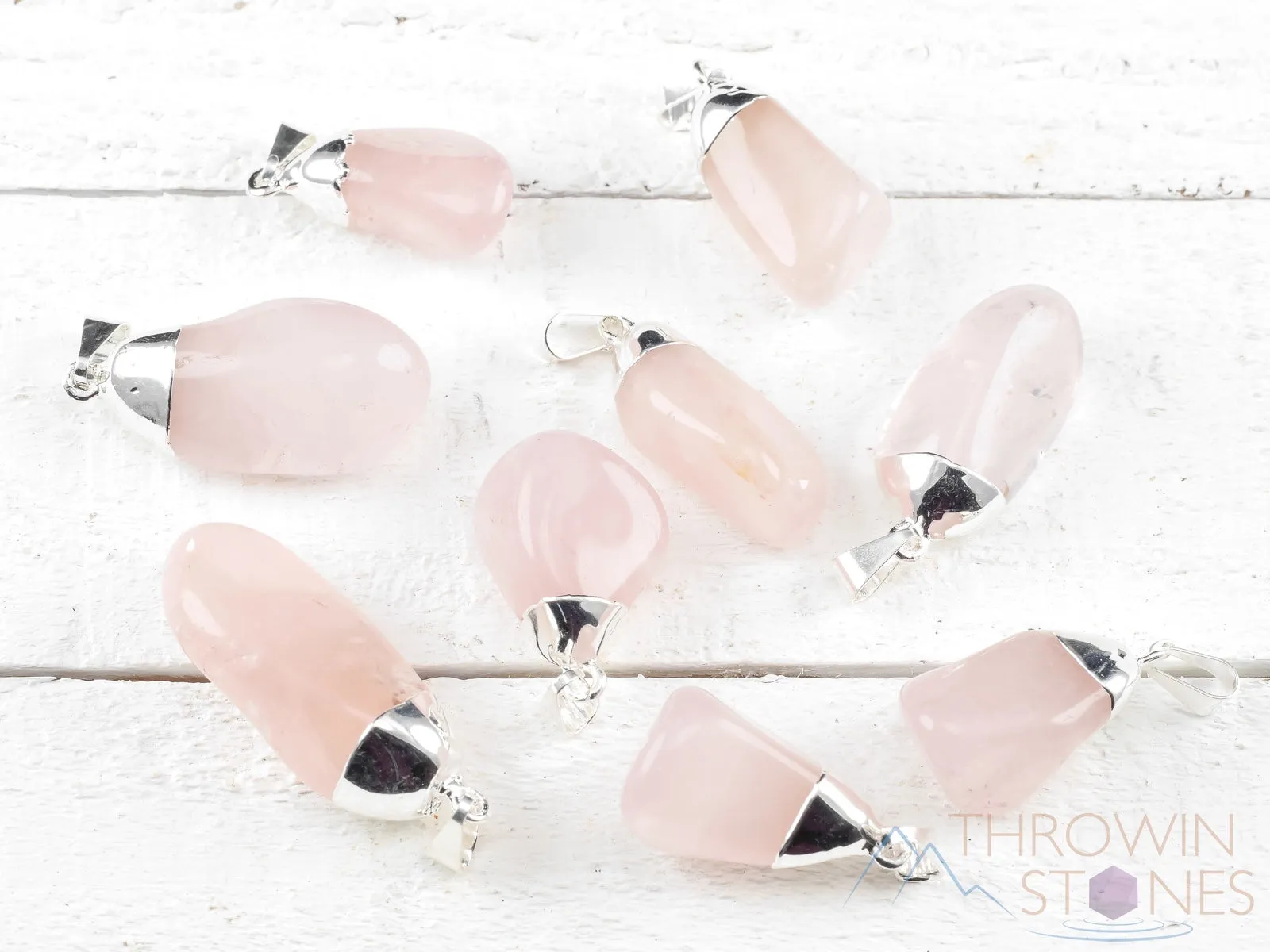 ROSE QUARTZ Crystal Pendant - Tumbled Crystals, Birthstone, Handmade Jewelry, Healing Crystals and Stones, E0913