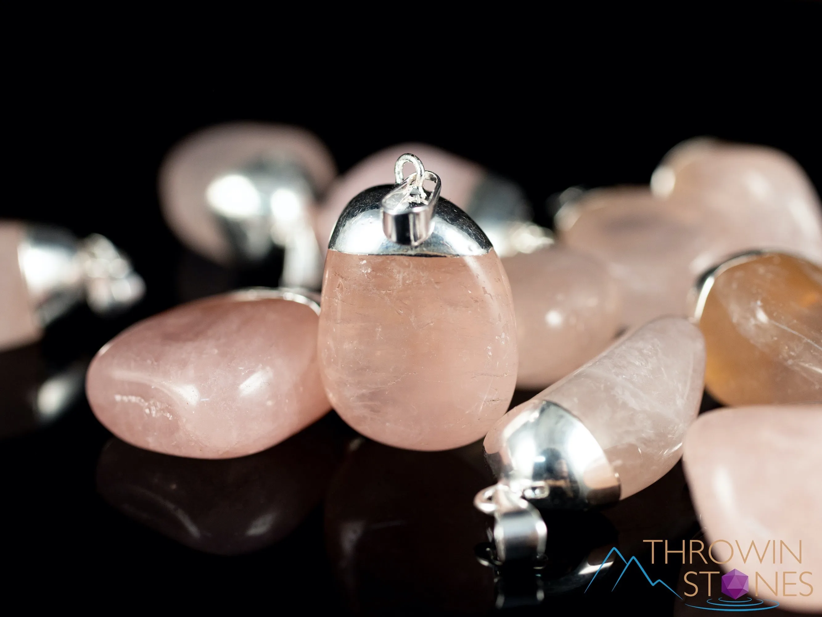 ROSE QUARTZ Crystal Pendant - Tumbled Crystals, Birthstone, Handmade Jewelry, Healing Crystals and Stones, E0913