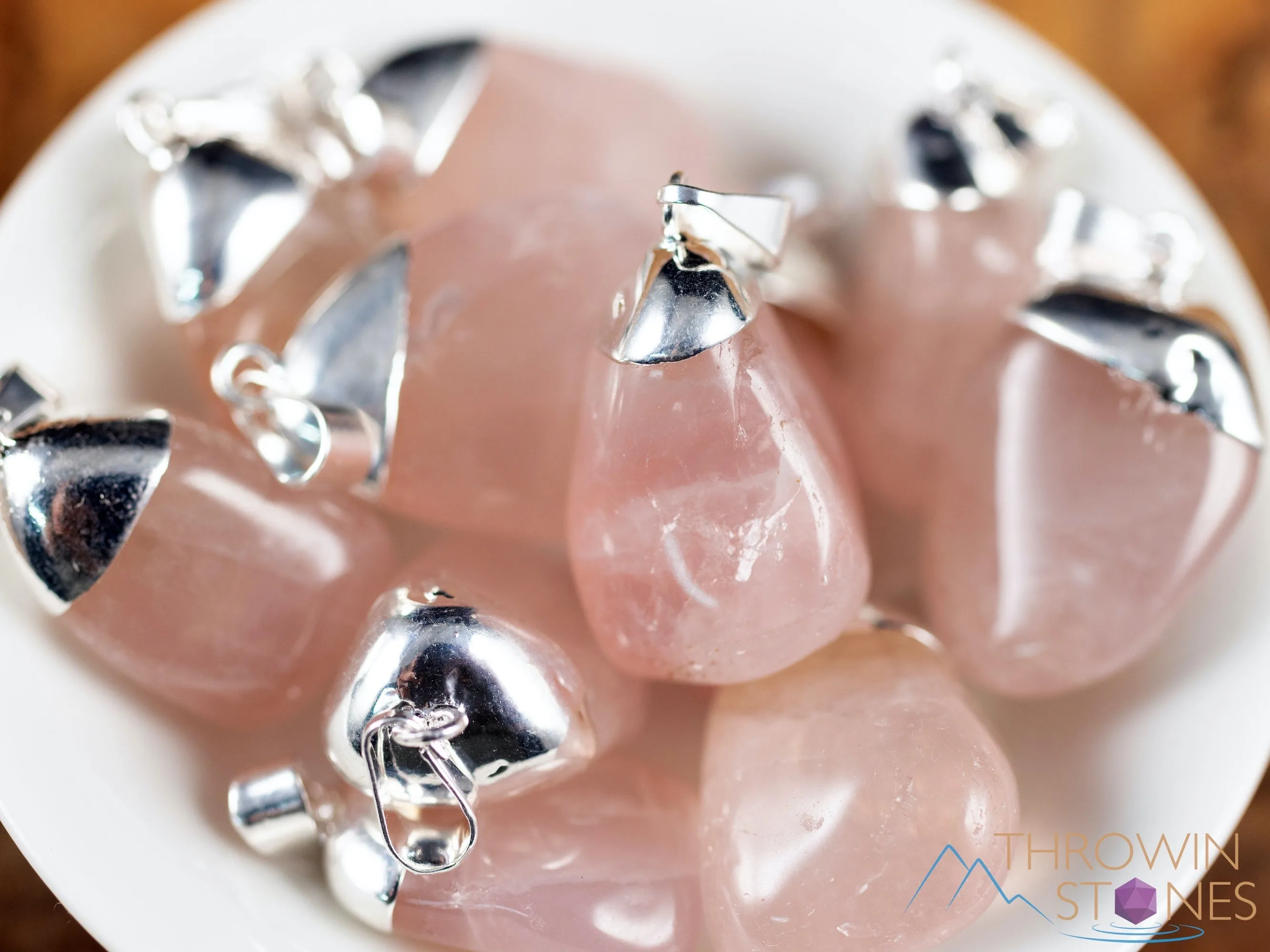 ROSE QUARTZ Crystal Pendant - Tumbled Crystals, Birthstone, Handmade Jewelry, Healing Crystals and Stones, E0913