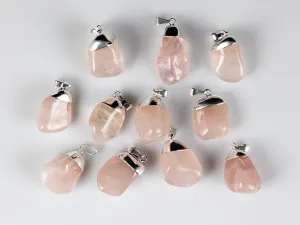 ROSE QUARTZ Crystal Pendant - Tumbled Crystals, Birthstone, Handmade Jewelry, Healing Crystals and Stones, E0913