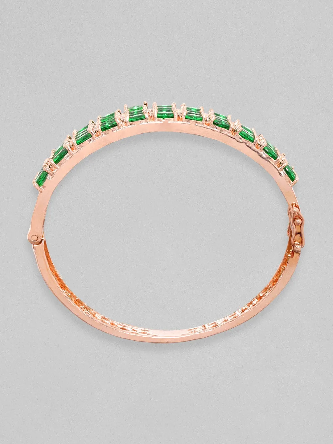 Rubans 18K Rose Gold Plated Emerald Green Zirconia Statement Bracelet