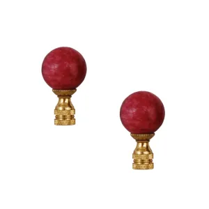 Set of 2 Red Jade Stone Finial