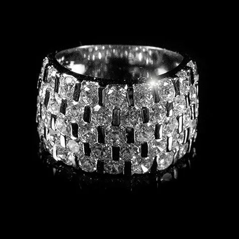 Shelby Channel Set Round CZ Band Ring | 8ct