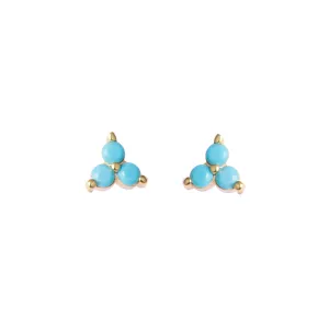 Silver 18k gold plated turquoise flower studs