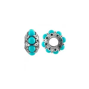 Silver & Turquoise Wheel Charm S481TQ