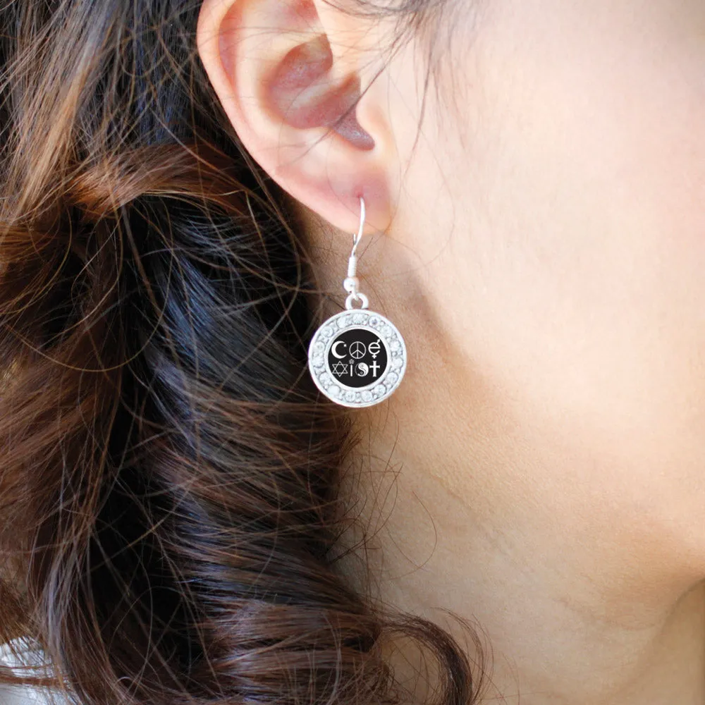 Silver Coexist Circle Charm Dangle Earrings