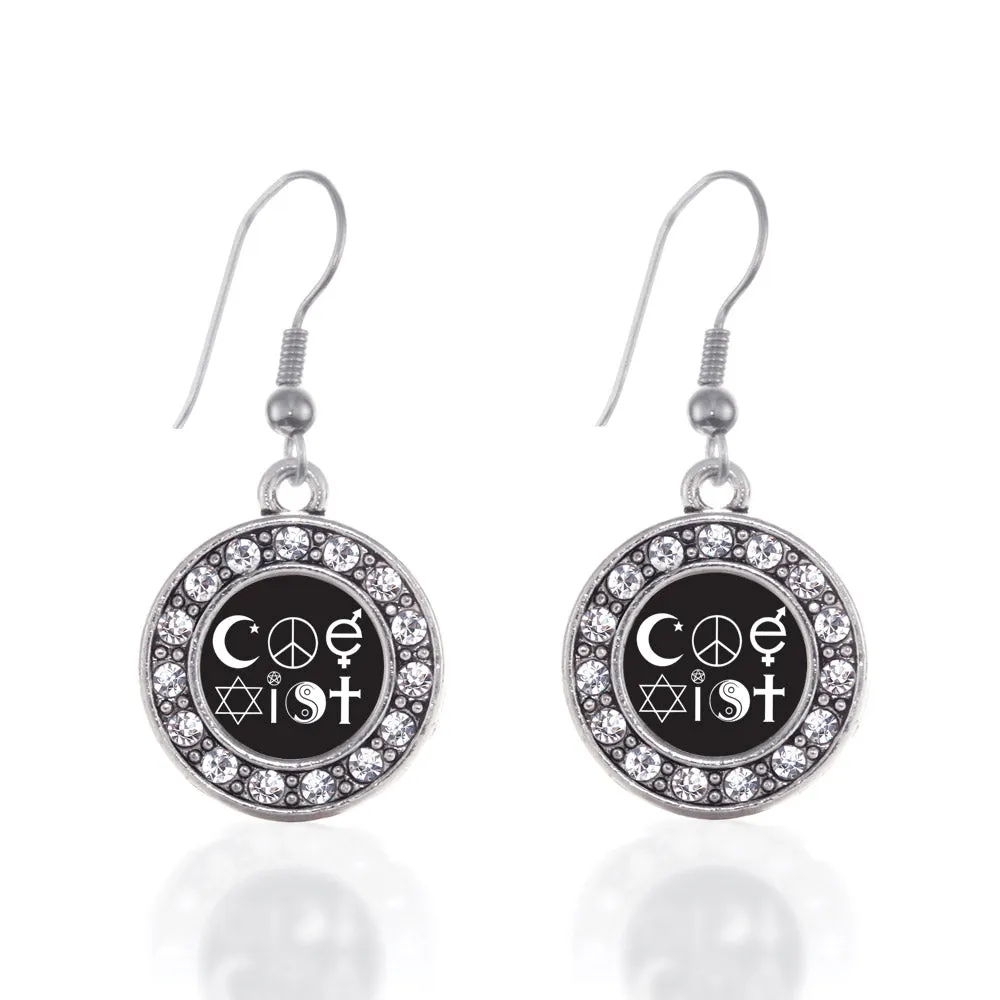 Silver Coexist Circle Charm Dangle Earrings