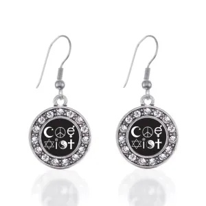 Silver Coexist Circle Charm Dangle Earrings