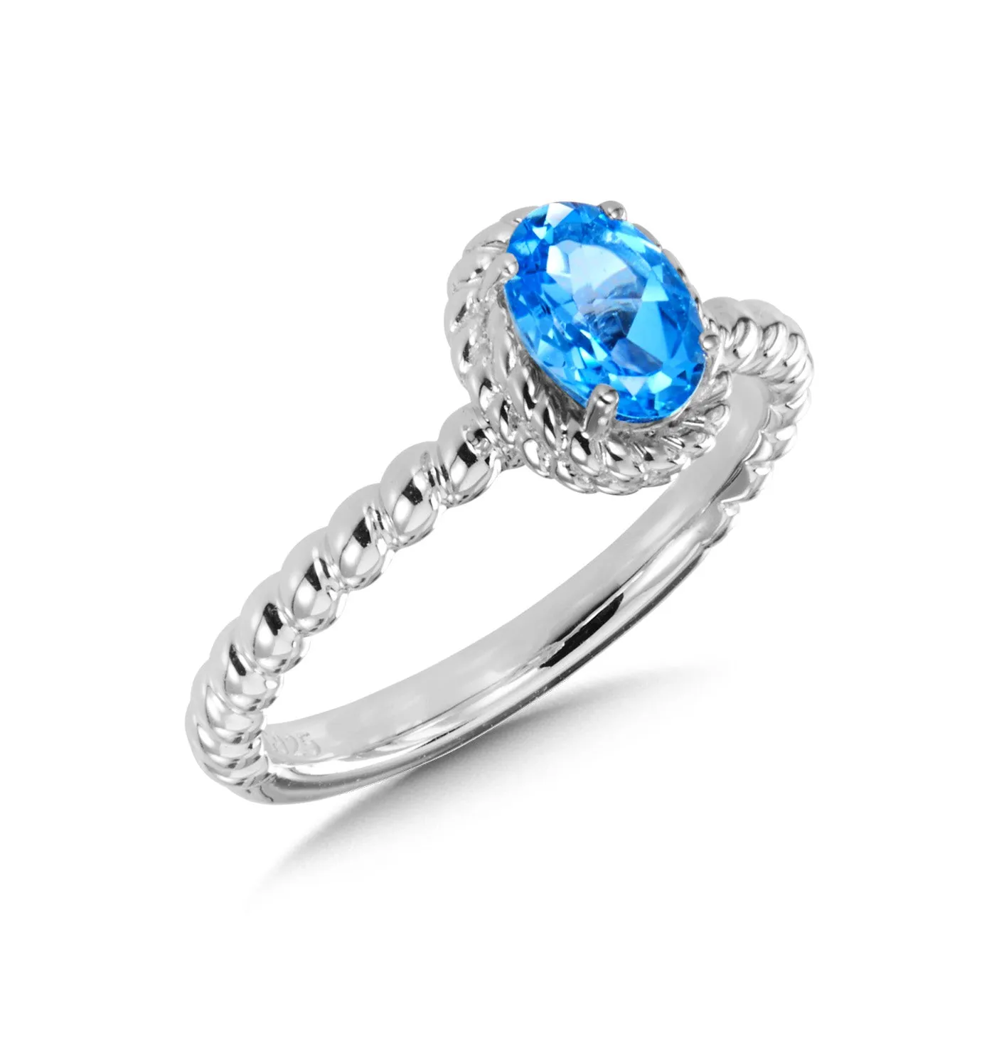 Silver Halo Style Gemstone Ring LVR708-BT