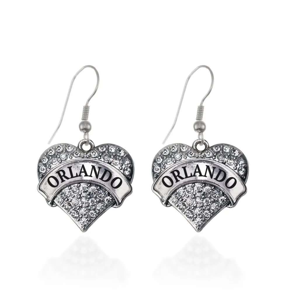 Silver Orlando Pave Heart Charm Dangle Earrings