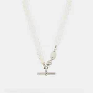 Silver Pearl T-Bar Necklace