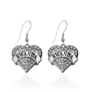 Silver Rwanda Pave Heart Charm Dangle Earrings