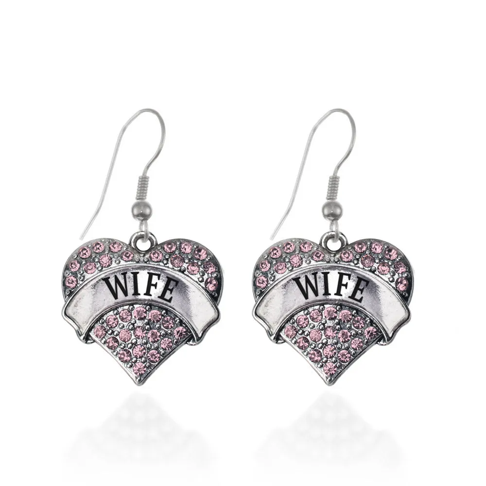 Silver Wife Pink Pink Pave Heart Charm Dangle Earrings