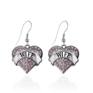 Silver Wife Pink Pink Pave Heart Charm Dangle Earrings