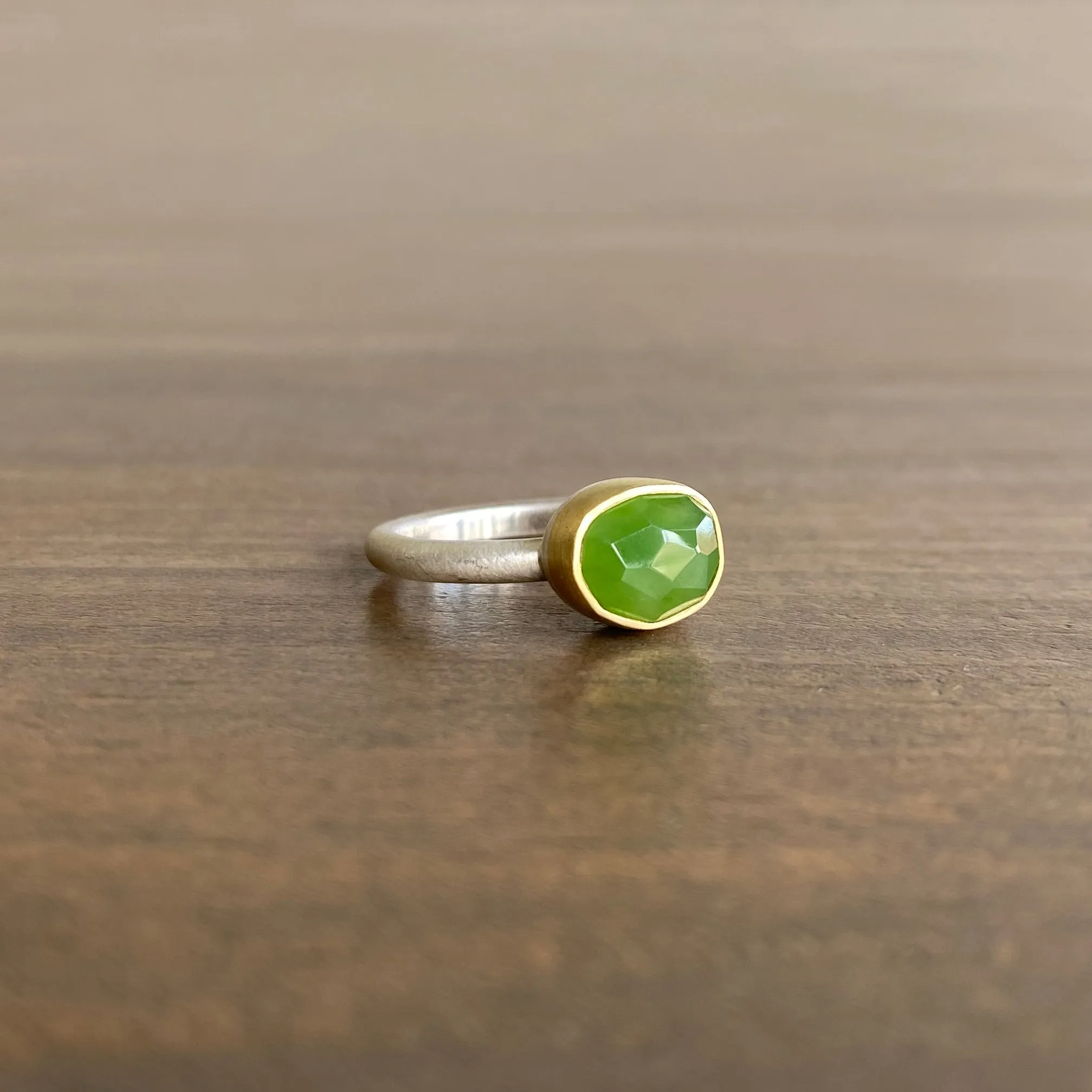 Small Oval Rose Cut Jade Ring