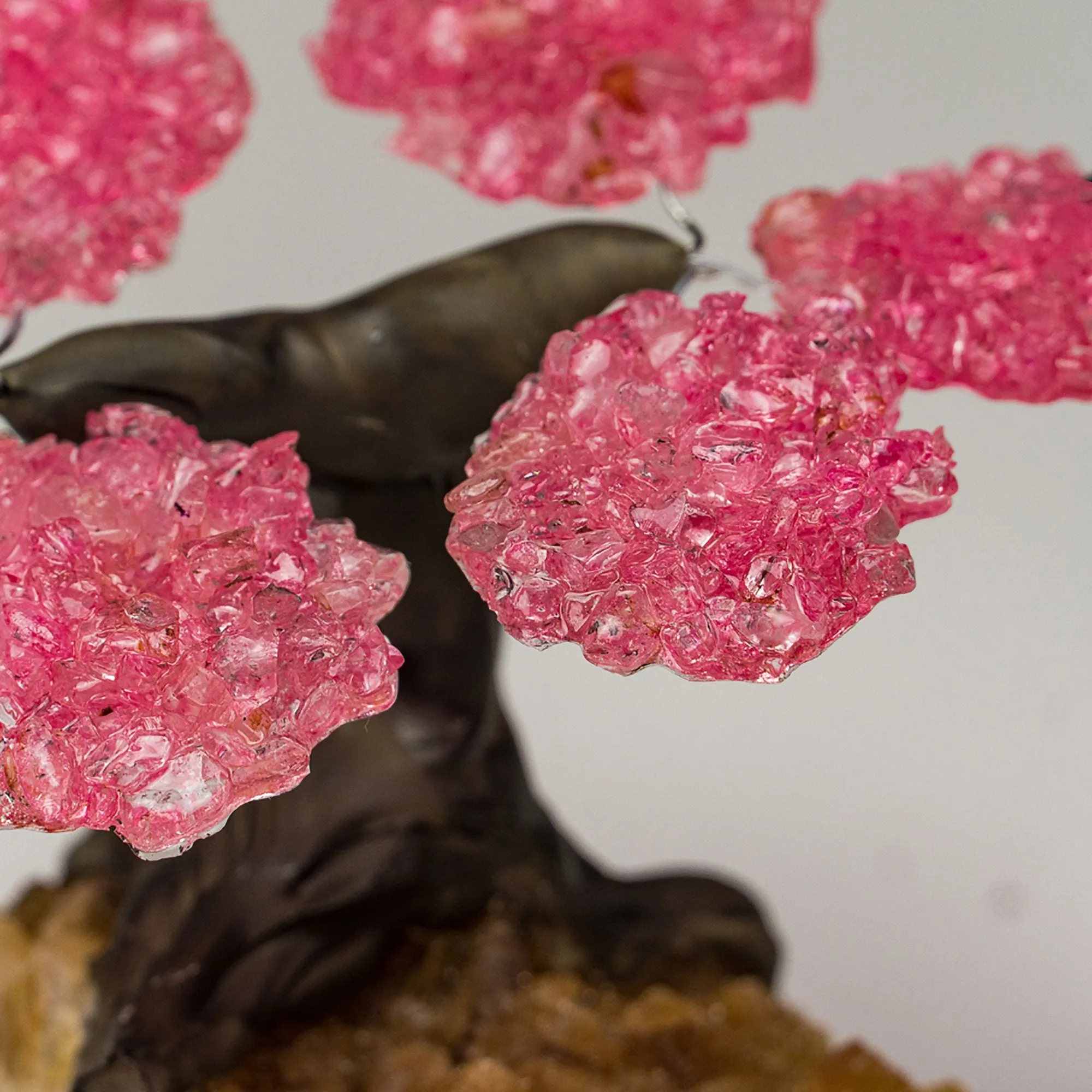 Small Rose Quartz Clustered Gemstone Tree on Citrine Matrix